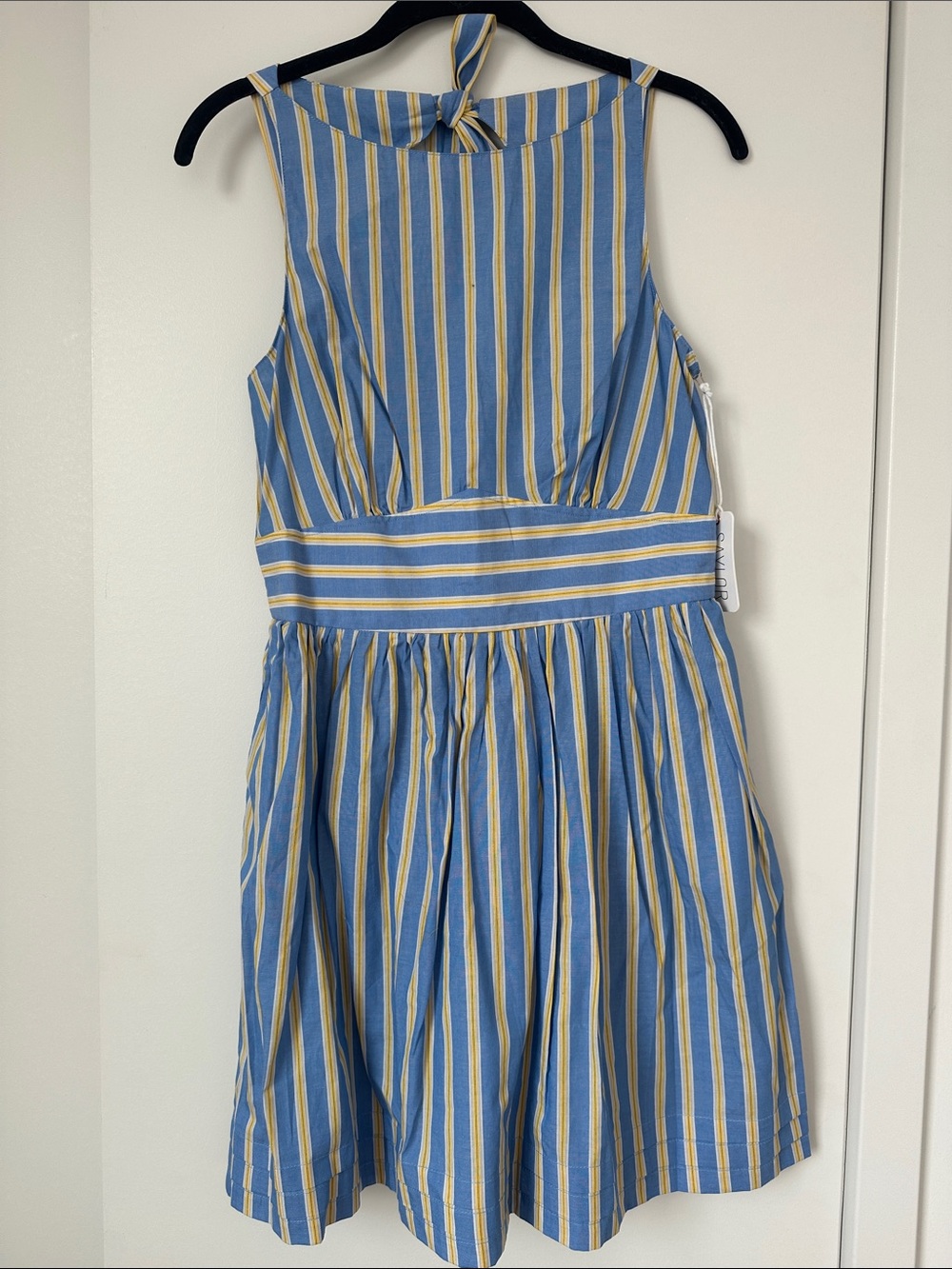 SAYLOR Blue and Yellow Striped Sundress